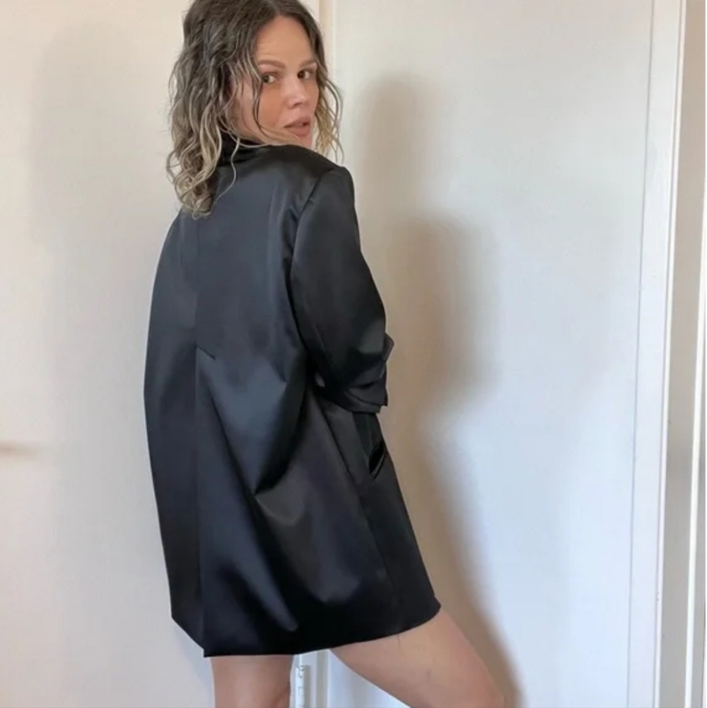 Zara Satin Blazer Black Size XS - Picture 7 of 16
